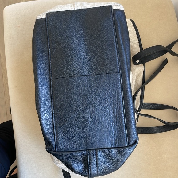 CHRISTOPHER KON - Natural Linen and Black Leather Tote with Adjustable Handles - Picture 8 of 13